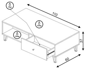 Konferenčný stolík SULA dub craft/čierna