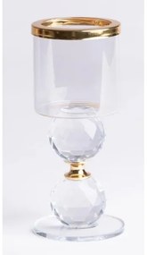 SADA 3x svietnikov, zlaté/priehľadné