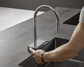 Hansgrohe M81, drezová batéria Aquno Select s výsuvnou koncovkou a plochým sprchovým prúdom, chrómová, HAN-73837000
