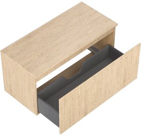 Mexen Rivel, kúpeľňová skrinka 100 cm s hornou časťou, 1 zásuvka, drážkovaná, dub, 91A20-10047-1-BFC81