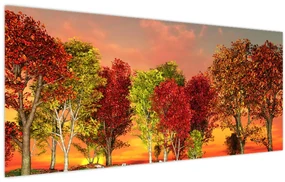 Obraz - Farebné stromy (120x50 cm)