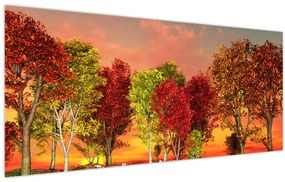 Obraz - Farebné stromy (120x50 cm)