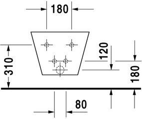 Duravit Starck 1 - Závesný bidet, 1 otvor pre armatúru prepichnutý, 410 x 575 mm, biely 0274150000