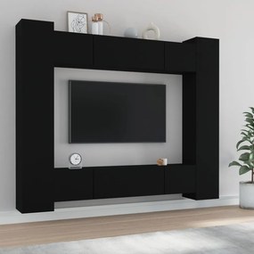 8-dielna súprava TV skriniek čierna spracované drevo 3114231