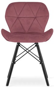 Set troch jedálenských stoličiek LAGO zamatové, tmavoružové / čierne (3 ks)