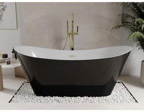 Mexen Celia, voľne stojaca vaňa 170 x 75 cm, biela-čierna, zlatý matný prepad, 52331707575-55