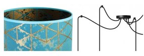 Závesné svietidlo Werona Spider, 5x modré textilné tienidlo so vzorom, (výber z 2 farieb konštrukcie), g