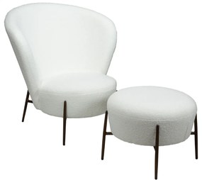 ORBIT TABURET snow bouclé/antique brass