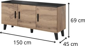 TV stolík Lotta I 150 cm dub wotan/čierny