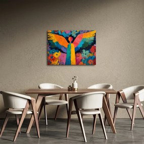 Obraz - Abstraktný anjel s kvetmi (70x50 cm)