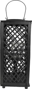 Čierny drevený závesný lampáš Bamboo - 21*21*50 cm