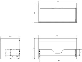 Mexen Orio, kúpeľňová skrinka 90 cm, 1 zásuvka, biela matná, 91A10-09047-1-BF01