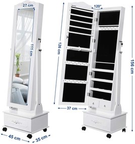 Zrkadlo so šperkovnicou Glam biely lesk