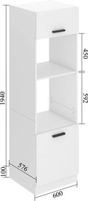 Vysoká kuchynská skrinka Belini Premium Full Version pre vstavanú rúru 60 cm eben kráľovský