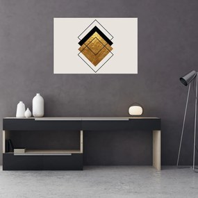 Obraz - Abstrakcia zlatá a biela N⁰1 (90x60 cm)