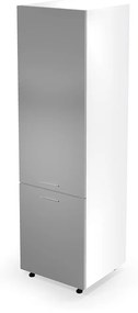 Kuchynská skrinka na vstavanú chladničku Vento DL-60/214 - biela / svetlosivý vysoký lesk