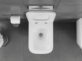 Mexen Teo, závesná WC misa 510x345x340 mm, Rimless Tornádo + WC sedadlo z duroplastu, biela lesklá, 30850700T