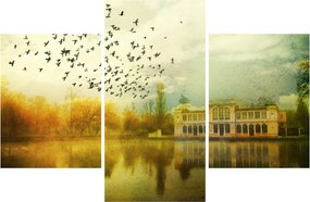 Obraz maľované krajiny so sídlom (90x60 cm)