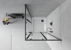 Mexen Rio, štvorcový sprchový kút 90 x 90 cm, 6mm číre sklo, čierny profil + biela sprchová vanička, 860-090-090-70-00-4010B