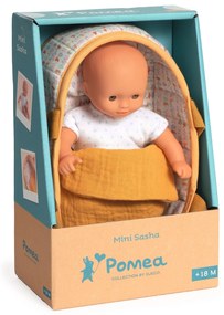 Mini Pomea – bábika Sasha v prešívanom košíku