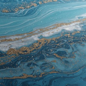 Obraz - Bledomodrý mramor so zlatom I. (120x50 cm)