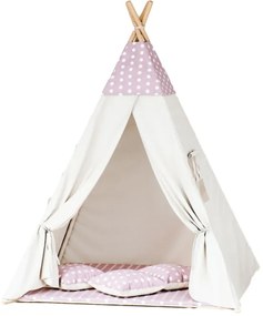 Detský stan Tipi guličky ružový/béžový