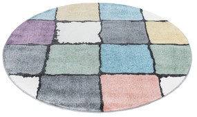 Dekorstudio Moderný okrúhly koberec YOUNG štvorce - vzor 919 Priemer koberca: 120cm
