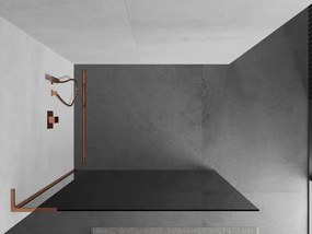 Mexen Kioto L, sprchová zástena Walk-In 100 x 200 cm, 8mm šedé sklo, ružové zlato profil, 800-100-103-60-40