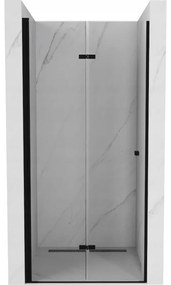 Mexen Lima, skladacie sprchové dvere do otvoru 90 x 190 cm, 6mm číre sklo, čierny profil, 856-090-000-70-00