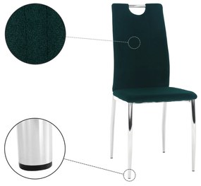 Kondela Jedálenská stolička, smaragdová Velvet látka/chróm, OLIVA NEW