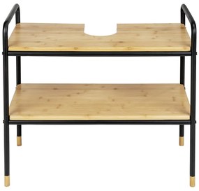 Čierna/prírodná bambusová skrinka pod umývadlo 70x60 cm Loft – Wenko