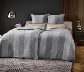 Posteľná bielizeň z luxusného flanelu, so sivými prúžkami, štandardná veľkosť