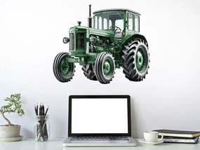 Retro traktor textilní prelepiteľná nálepka na stenu hárok 46 x 38 cm