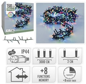Svetelná vianočná reťaz Twinkle 16 m, farebná, 800 LED