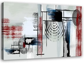Obraz na plátně Abstraktní šedá červená - 120x80 cm