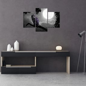 Obraz - Nočná sova, fialová sova (90x60 cm)