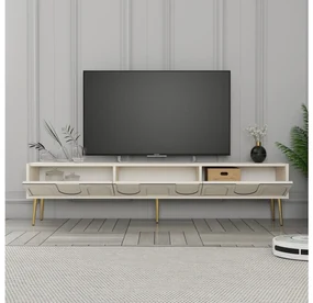 TV stolík/skrinka Bipemu 3 (krémová + zlatá). Akcia -20%. Vlastná spoľahlivá doprava až k Vám domov. 1095681