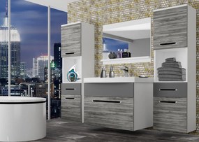 Kúpeľňový nábytok Belini šedý antracit Glamour Wood / šedý mat + umývadlo + zrkadlo  ROD M 6/0/W/GWSR/0/ZW