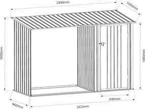 Záhradný domček BestBerg BBSH-002A / 2,6 m² / 249 x 160 x 103 cm / antracitová/biela