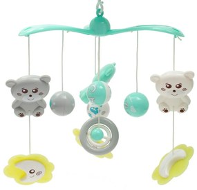 Kolotoč Baby Mix nad postieľku so svetelnýmprojektorom, zelený