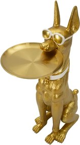 Dekoratívna socha Dog Pit s podnosom 91 cm zlatá