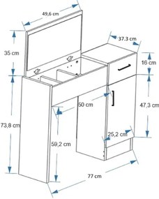 Toaletný stolík INCI 108,8x77 cm borovica atlantic/antracit