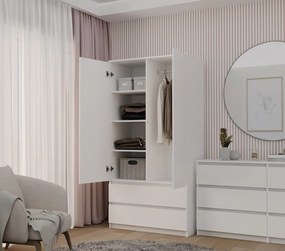 Šatníková skriňa Musecalo 1 (biela). Akcia -21%. Vlastná spoľahlivá doprava až k Vám domov. 1132725