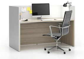 Kancelárska zostava single s paravánom SEGMENT, rovná, dub prírodný/biela