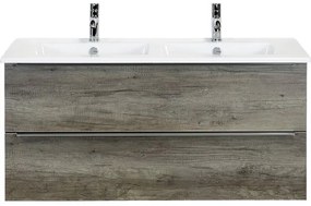 Kúpeľňový nábytkový set Pulse 120 cm s keramickým dvojitým umývadlom 2 zásuvkami dub Nebraska