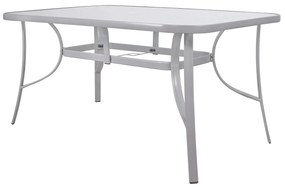 PreHouse Záhradný stôl 150cm: kov + sklo, šedý