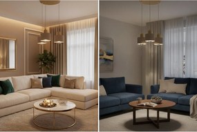 Závesné svietidlo Panta, 3x béžové kovové tienidlo, g, o