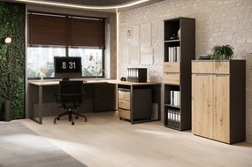 Kancelářský regál Brego 06 45 cm se zásuvkami grafit/dub Artisan