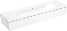 Mexen Orio, kúpeľňová skrinka 160 cm s umývadlom Vela, 1 zásuvka, biela lesklá, 91A10-16023-1-BF00-W23M00