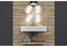 TENDANCE Zrkadlo Levi Round, strieborné, sada 4ks